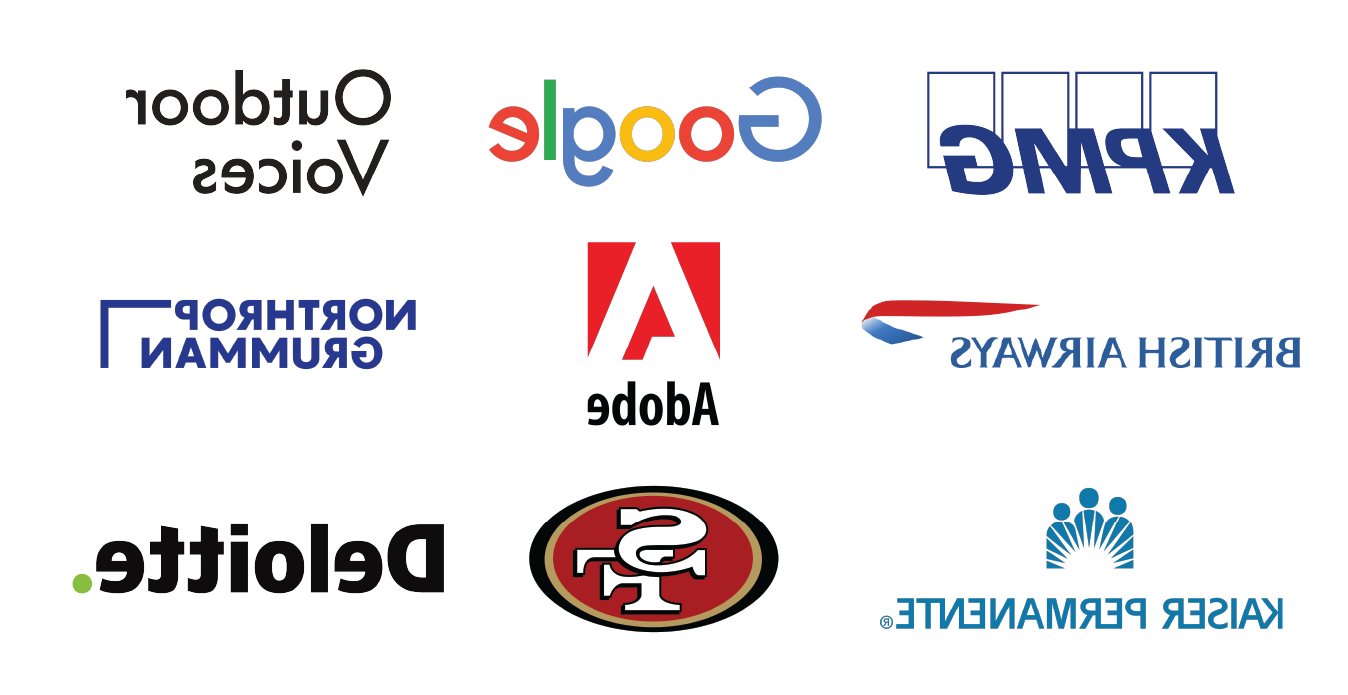 毕马威的标志, 谷歌 ,户外的声音, 英国航空公司(British Airways), Adobe, 诺斯罗普·格鲁曼公司, 凯撒, 旧金山49人队, 和德勤.